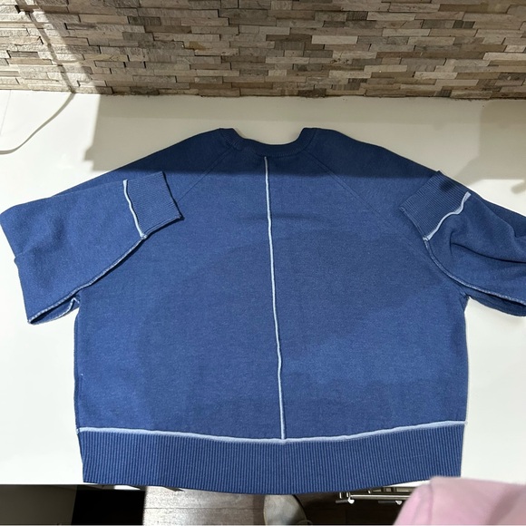 The Oaklyn Cozy Crew-Neck Sweatshirt by Pilcro - Small - Blue - Picture 3 of 6